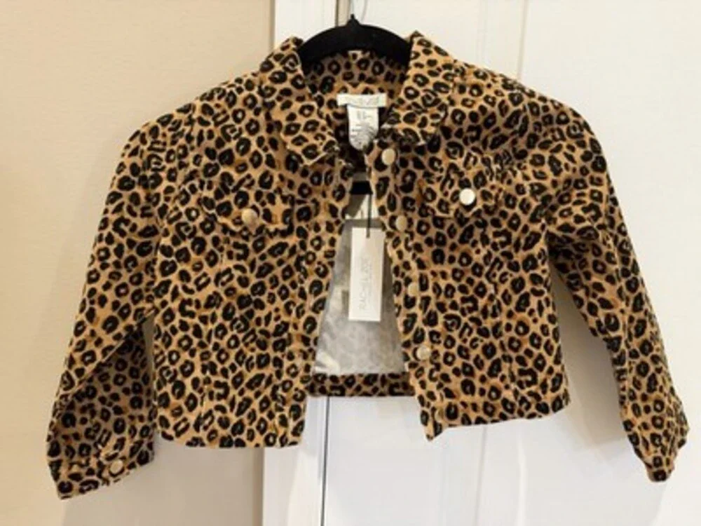 Rachel Zoe Girls Animal Print Leopard Corduroy Jacket and Dress Set Size 5T NWT